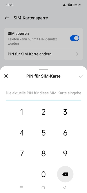 Geben Sie Ihre Aktuelle PIN für die SIM-Karte ein und wählen Sie OK
