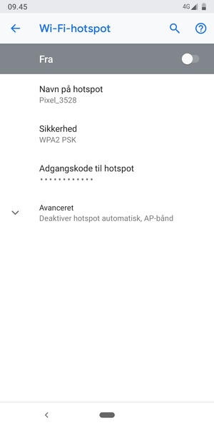 Vælg Adgangskode til hotspot