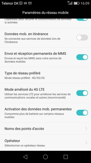 Pour changer de réseau en cas de problèmes de réseau, sélectionnez Opérateur