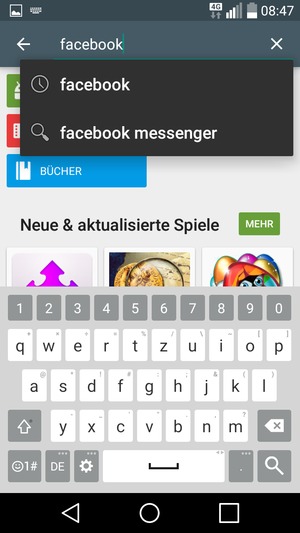 Geben Sie den Namen der App ein und wählen Sie Suche