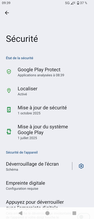 Votre téléphone est maintenant sécurisé par un écran de verrouillage