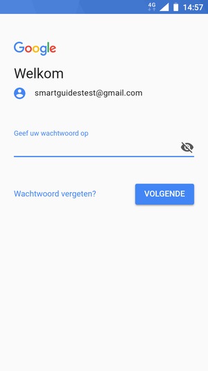 Voer uw wachtwoord in en selecteer VOLGENDE