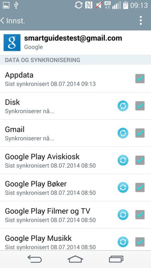 Din informasjon blir synkronisert