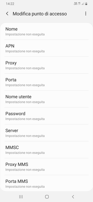 Inserisci le informazioni di Internet