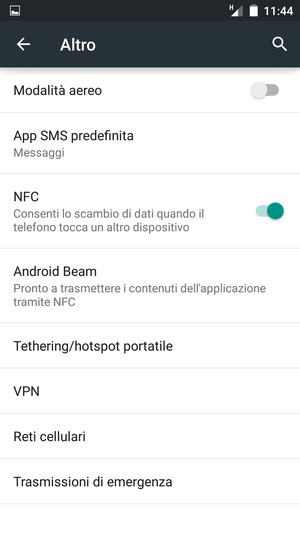 Seleziona Tethering/hotspot portatile