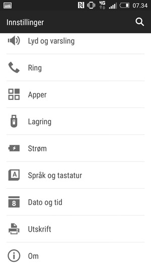 Bla til og velg Om