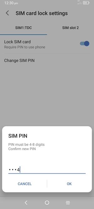 Confirm your new SIM PIN and select OK