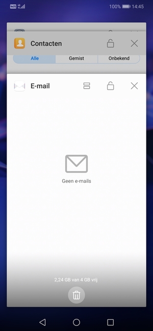 Selecteer het Verwijderen-pictogram om alle actieve apps te sluiten