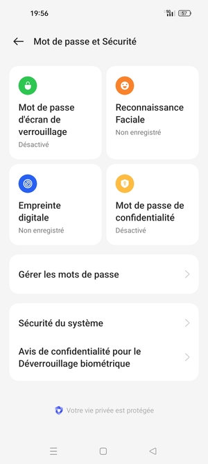 Sélectionnez Sécurité du système