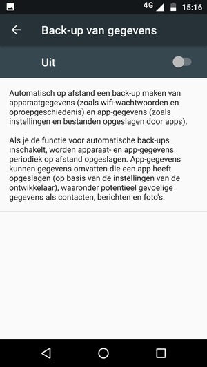 Schakel Back-up van gegevens in