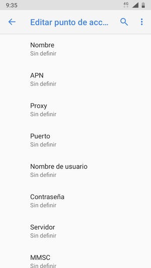 Introduzca la información de Internet