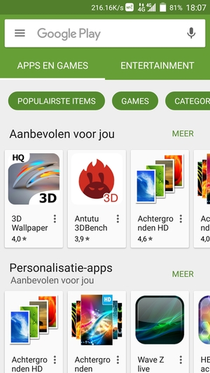 Selecteer de zoekbalk