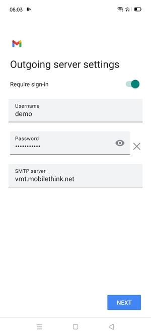 Enter  Outgoing server address