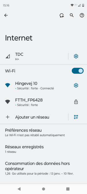 Vous êtes maintenant connecté au réseau Wi-Fi