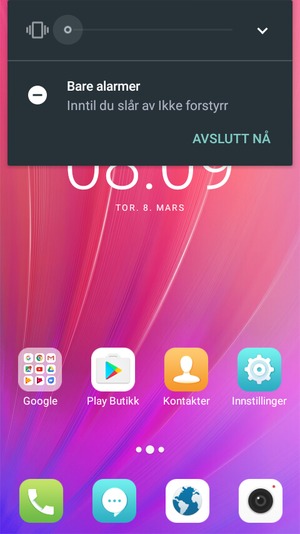 Trykk en gang til for lydløs modus