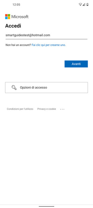 Inserisci il tuo indirizzo email e seleziona Avanti