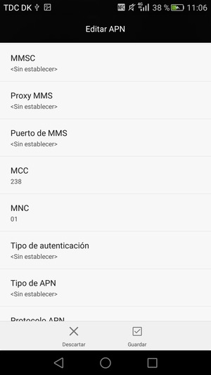 Desplácese hacia abajo e introduzca la información MMS