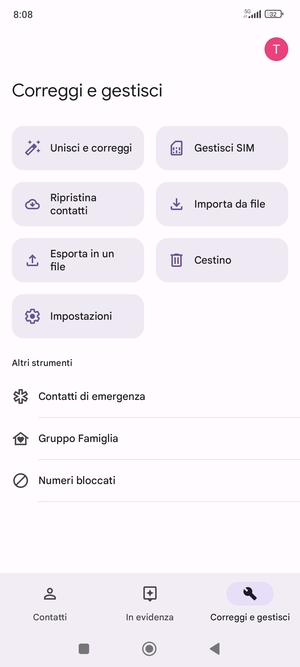 Seleziona Gestisci SIM
