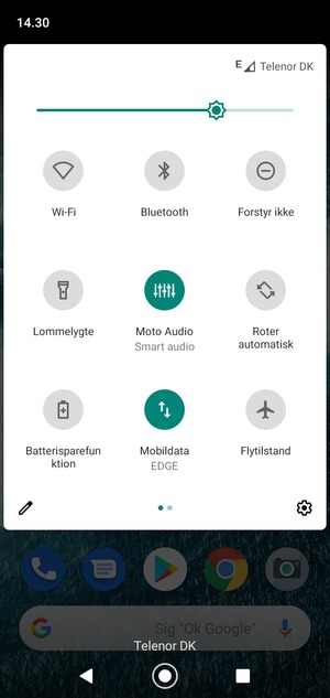 Juster lysstyrken til det ønskede niveau