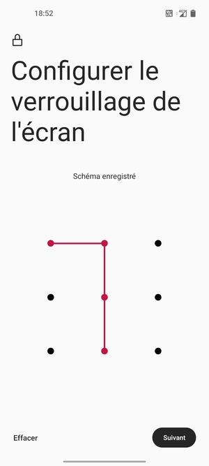 Dessinez un motif de déverrouillage et sélectionnez Suivant