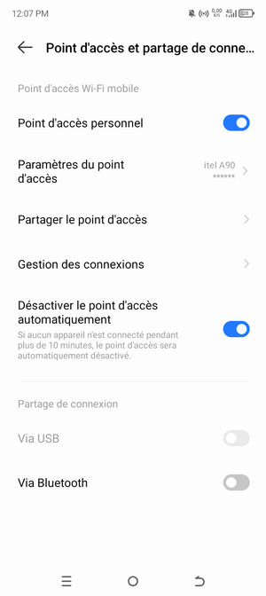 Votre téléphone est maintenant configuré pour être utilisé comme modem
