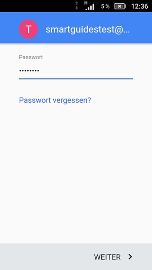 Geben Sie Ihre Passwort ein und wählen Sie WEITER
