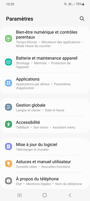 Faites défiler et sélectionnez Mise à jour du logiciel