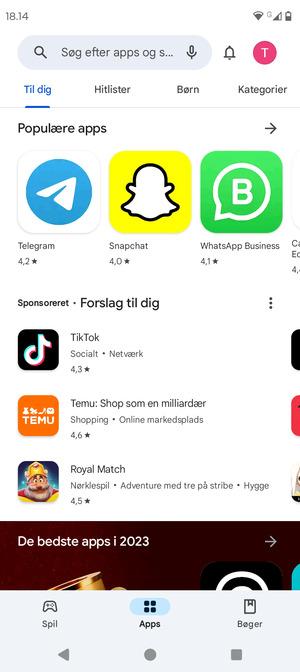 Vælg søgefeltet
