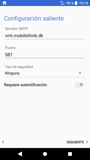 Desactive Requiere autentificación y seleccione SIGUIENTE