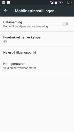 For å bytte nettverk hvis det oppstår nettverksproblemer, velg Nettoperatører