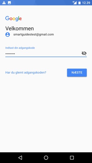 Indtast din adgangskode og vælg NÆSTE