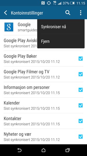 Velg Synkroniser nå