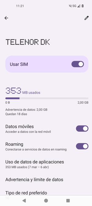 Activar o desactivar Roaming