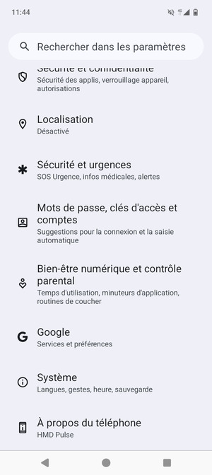 Faites défiler et sélectionnez Système