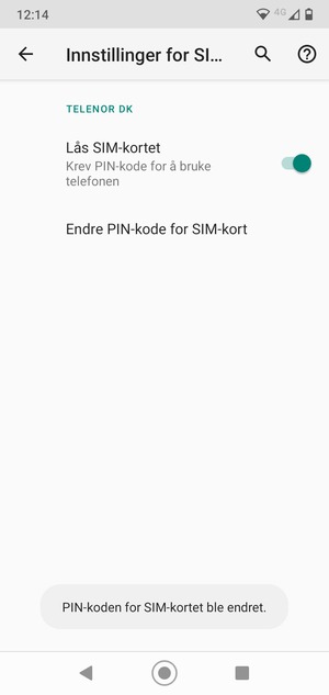 Din PIN-kode for SIM-kort er endret