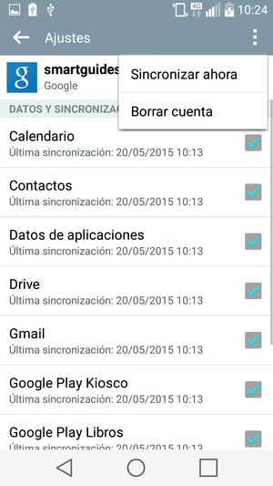 Seleccione el botón Menú y seleccione Sincronizar ahora