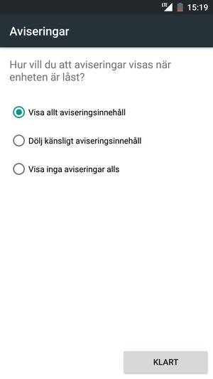 Tryck på ditt föredragna alternativ och välj KLART