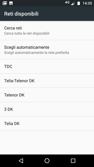 Seleziona un operatore di rete dall'elenco