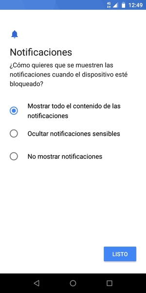Seleccione la opción deseada y seleccione LISTO