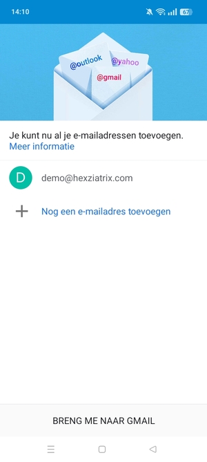 Selecteer BRENG ME NAAR GMAIL