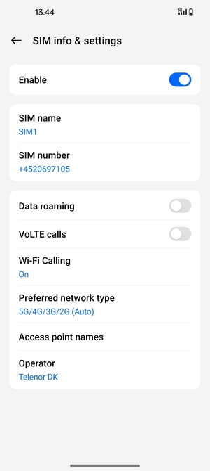To change network if network problems occur, select Operator