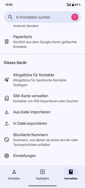Scrollen Sie und wählen Sie SIM-Karte verwalten