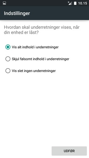 Vælg din foretrukne mulighed og vælg UDFØR