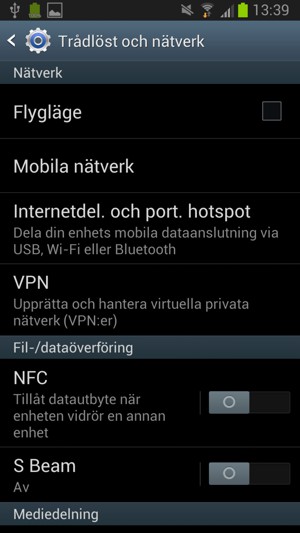 Välj Mobila nätverk