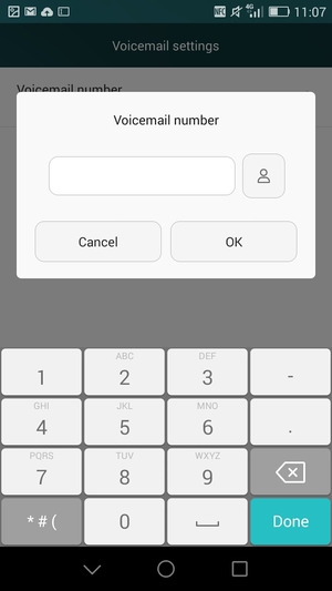 Enter the Voicemail number and select OK
