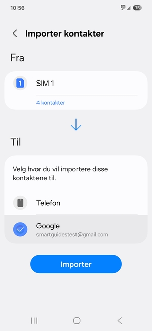 Velg Importer