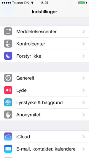 Vælg Generelt