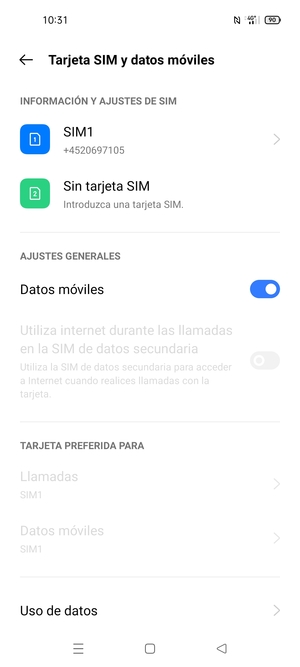Seleccione SIM1 o SIM2