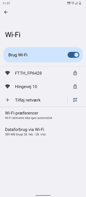 Vælg det trådløse netværk, du ønsker at oprette forbindelse til
