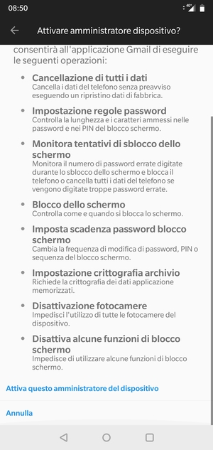 Scorri e seleziona Attiva questo amministratore del dispositivo